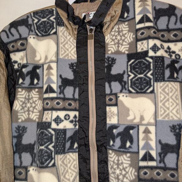 90s Winter Pattern Fleece Windbreaker Jacket - Picture 3 of 5
